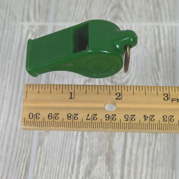 Vintage Girl Scouts of America Plastic Whistle Green with Cork Ball Inside - Picture 9 of 10